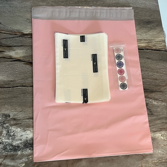 6 Poly Mailers 19” x 14.5 Large, Pink Bags & 12 Thank You Stickers - Picture 7 of 10